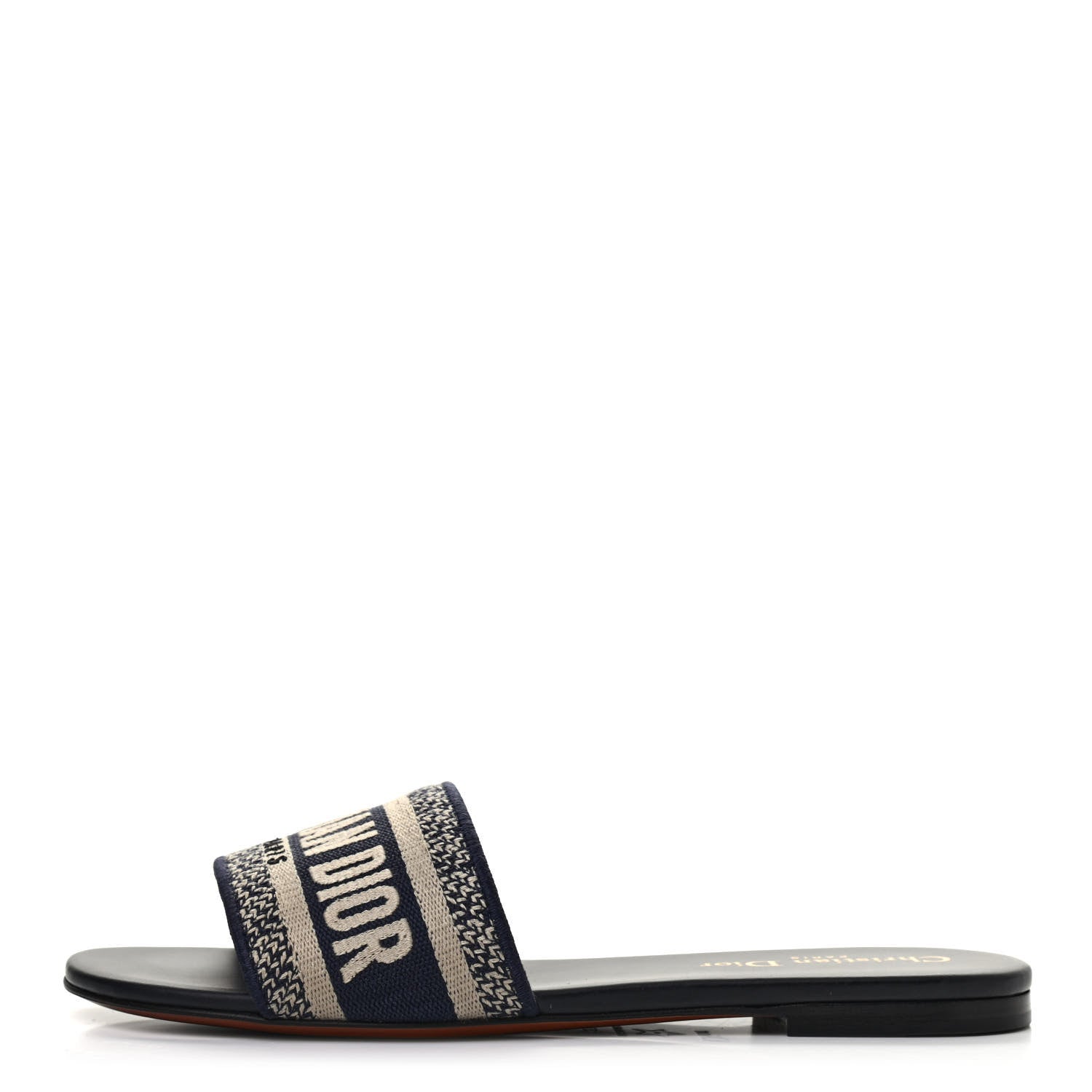 Christian Dior Canvas Embroidered Dway Mules Slide Sandals 37 Deep Blue 1 of 8