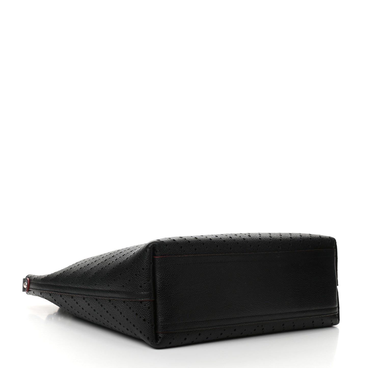 Perforated Caviar Drawstring Bucket Bag Black