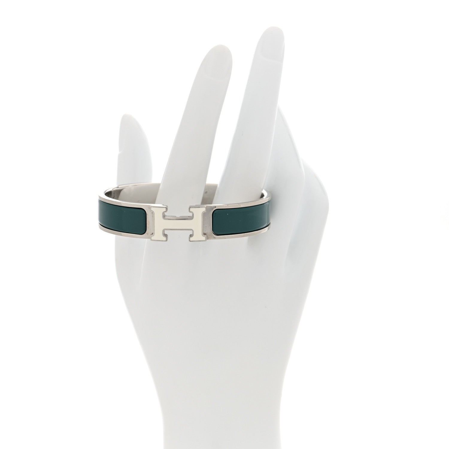 Hermes Enamel Narrow Clic Clac H Bracelet GM Vert Bleuete White 2 of 3