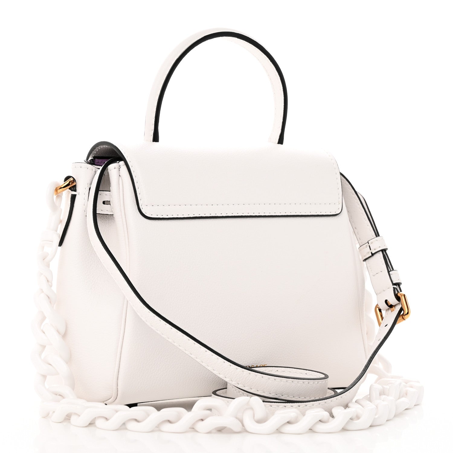 Versace Calfskin Medium La Medusa Top Handle Handbag Optical White 3 of 13