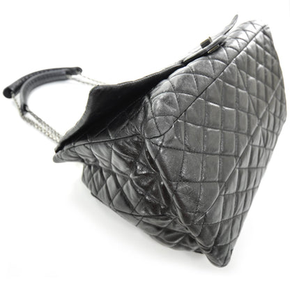 Chanel Leather Quilted XL Accordion Reissue Flap Metallic Black 4 of 12