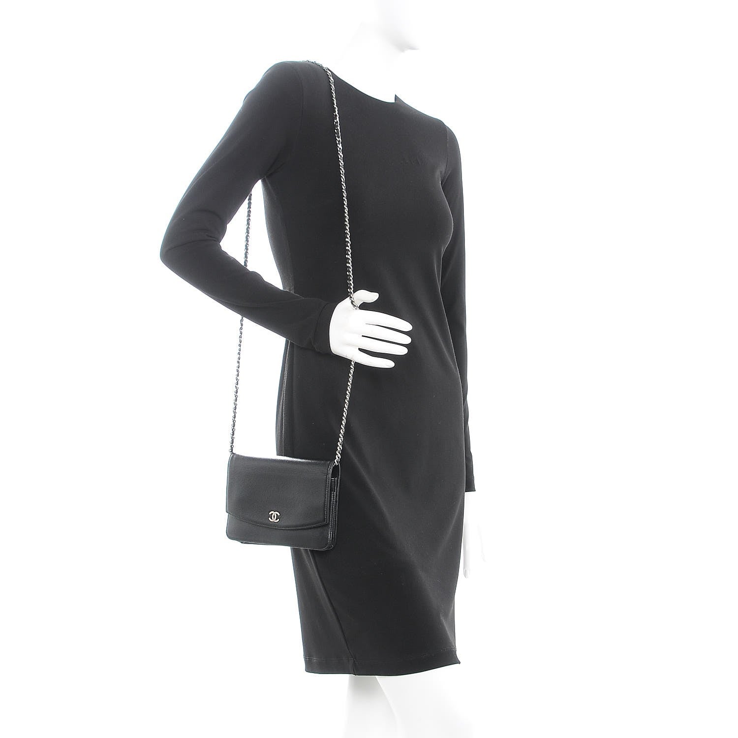 Chanel Caviar Sevruga Wallet On Chain WOC Black 2 of 9