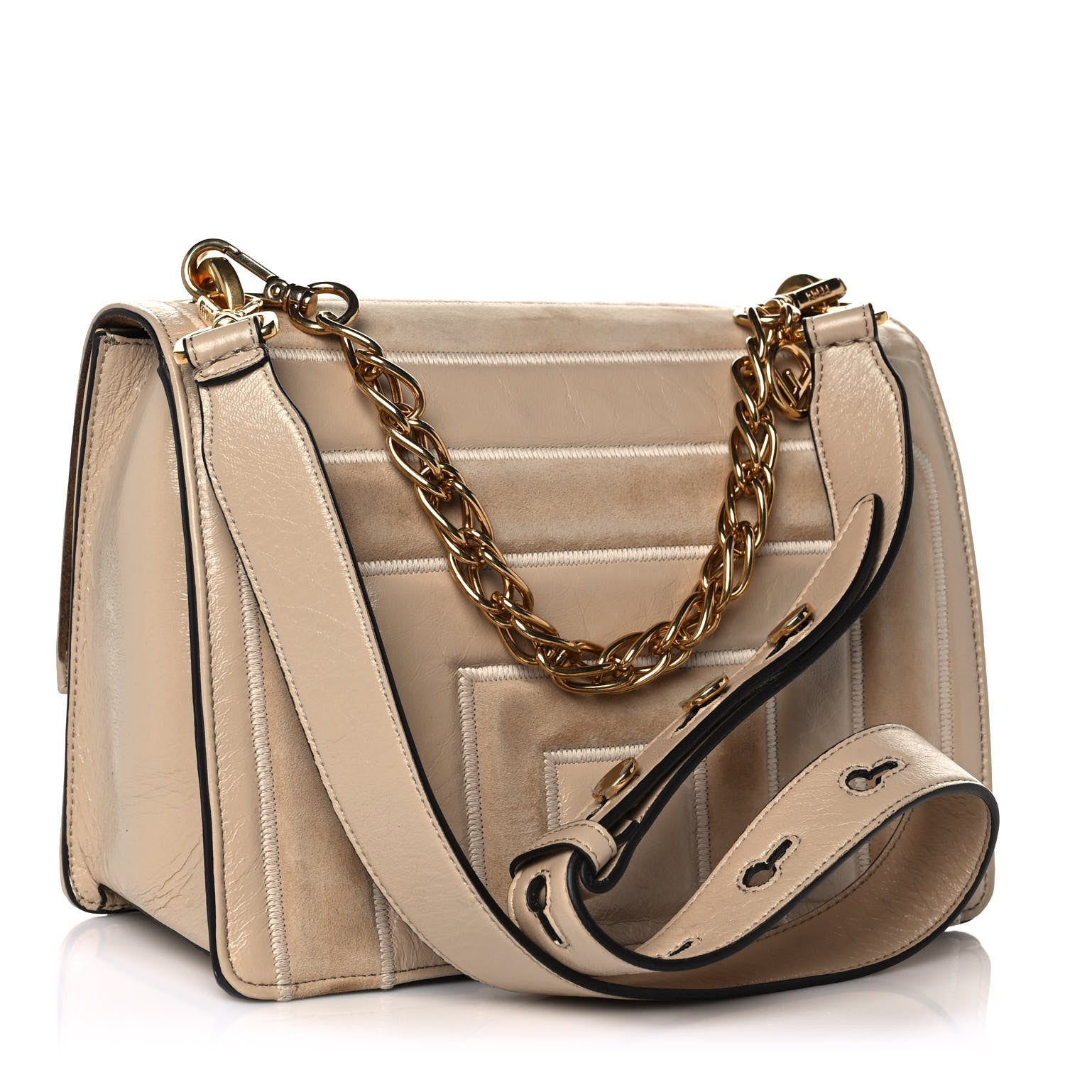 Fendi Agnello Old Shine Chamois F is Fendi Embossed Kan U Shoulder Bag Amido Nude 3 of 9