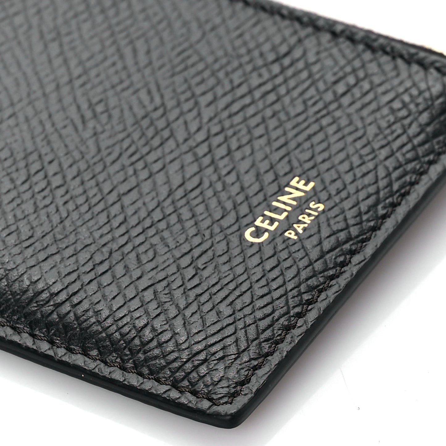 Grained Calfskin Zipped Card Holder Black