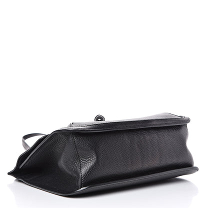 Gucci Pebbled Calfskin Medium Bamboo Daily Flap Shoulder Bag Black 4 of 13
