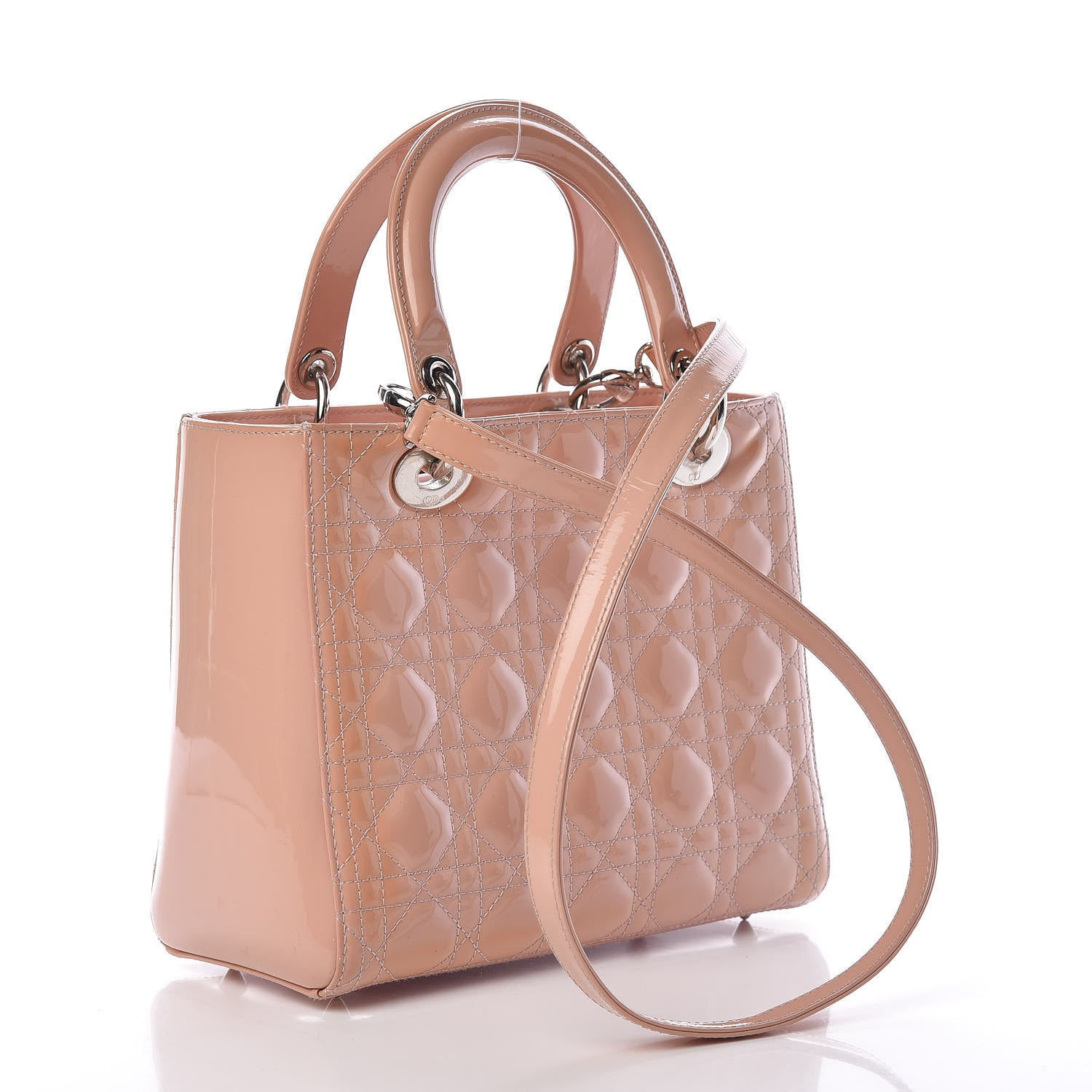 Christian Dior Patent Cannage Medium Lady Dior Beige 3 of 18