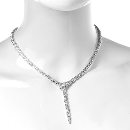 Bulgari 18K White Gold Diamond Serpenti Viper Slim Pave Necklace 2 of 16