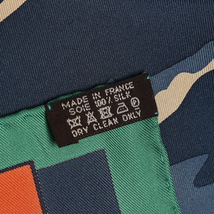 Hermes Silk Space Shopping Au Faubourg Scarf 90 Bleu Vert Rouge 4 of 4