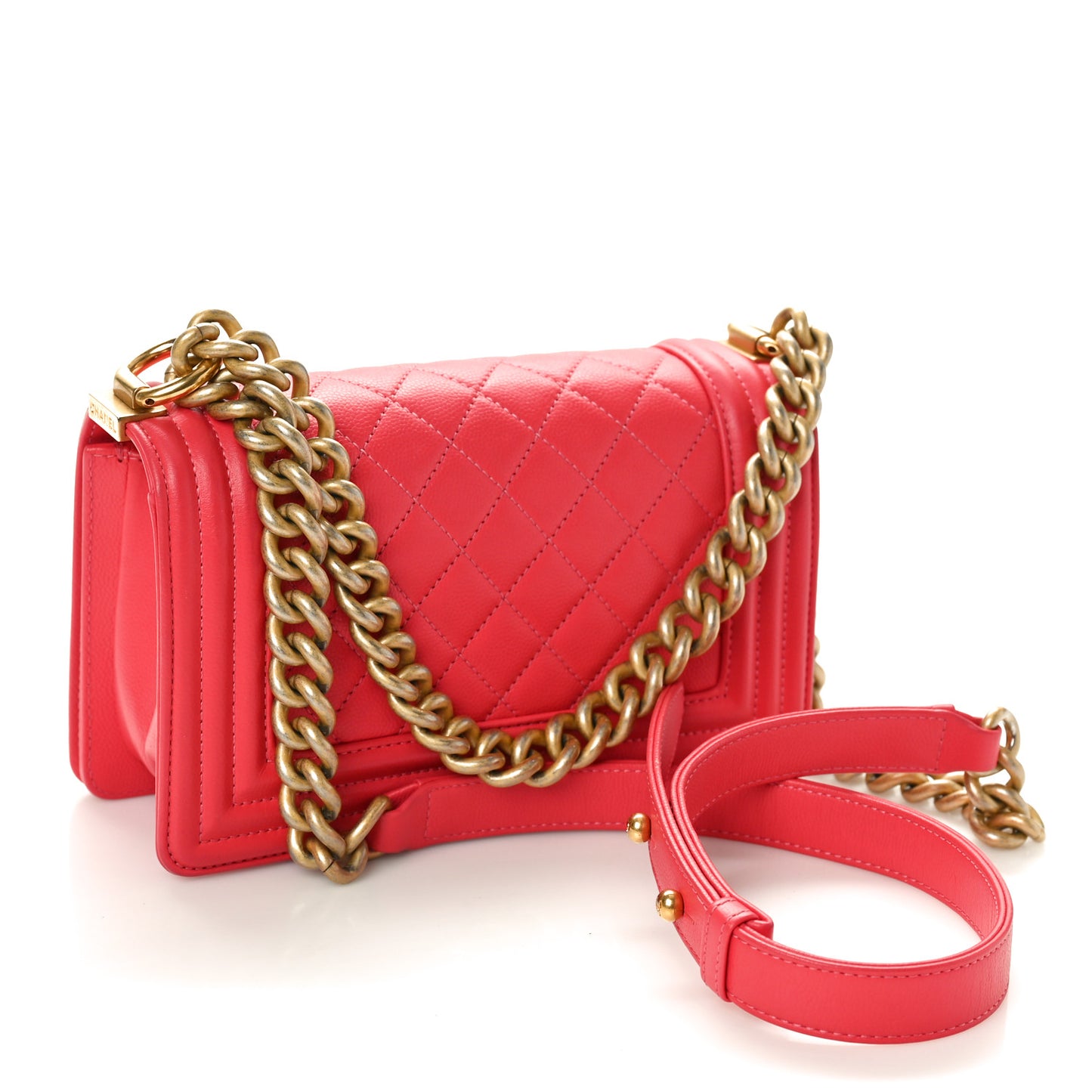 Caviar Quilted Small Boy Flap Pink