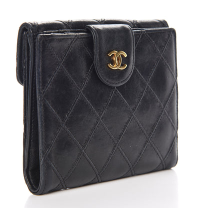 Chanel Lambskin Stitched Compact French Wallet Black 4 of 10