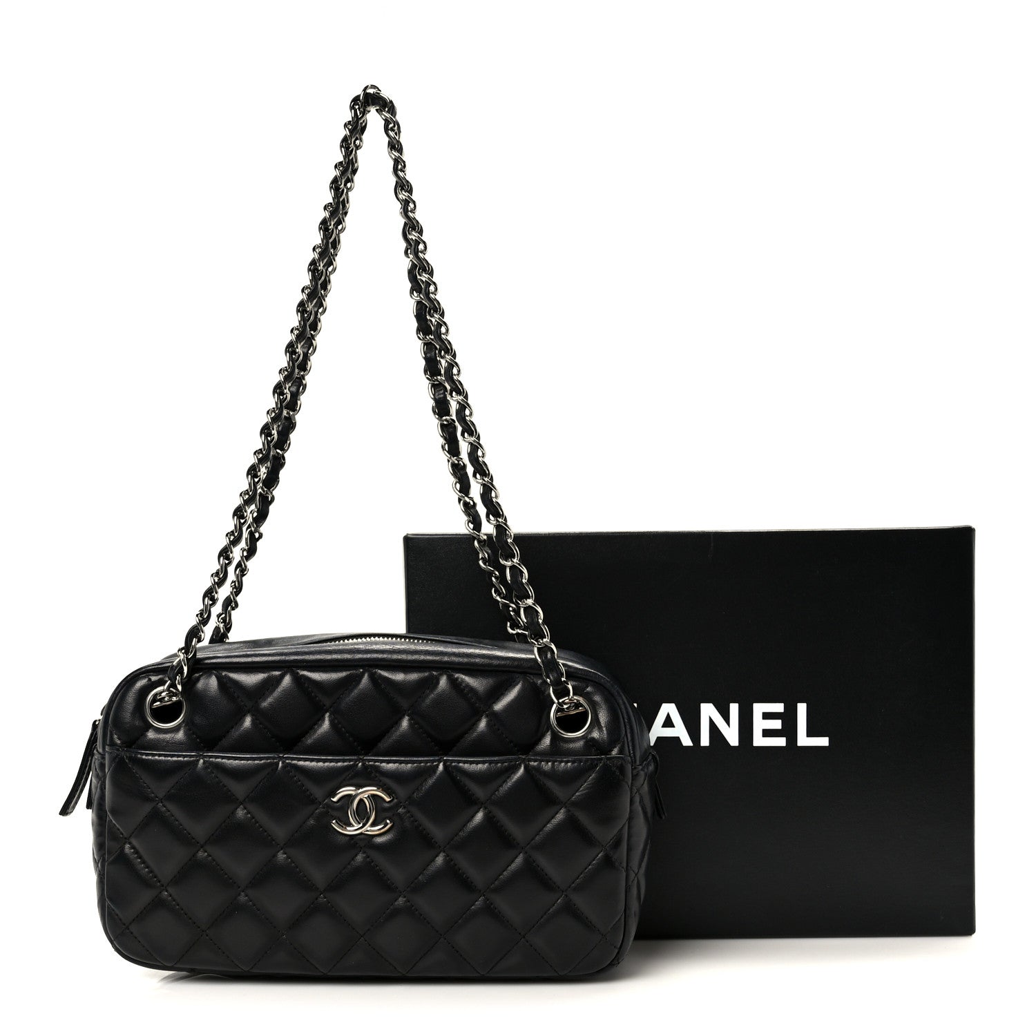 Chanel Lambskin Quilted Medium Camera Case Black 11 of 11