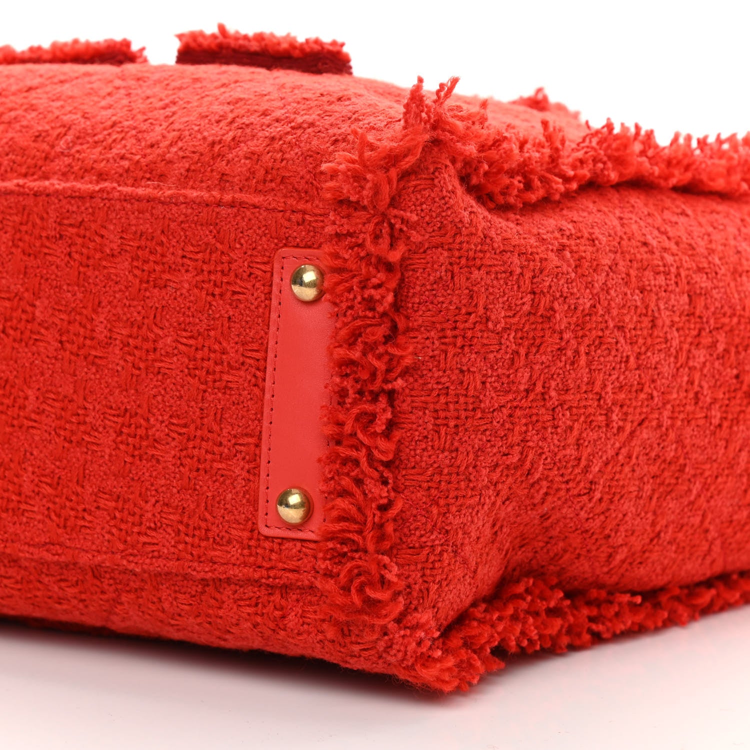 Chanel Wool Tweed Large Zipped Shopping Tote Red 10 of 11