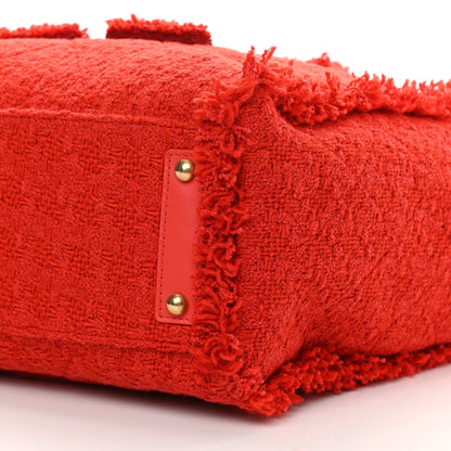 Chanel Wool Tweed Large Zipped Shopping Tote Red 10 of 11