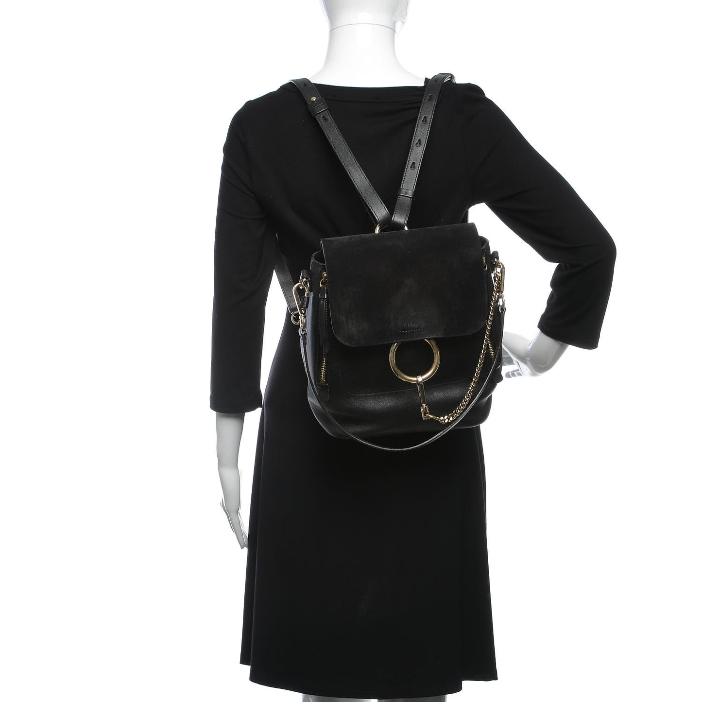 Suede Calfskin Medium Faye Backpack Black