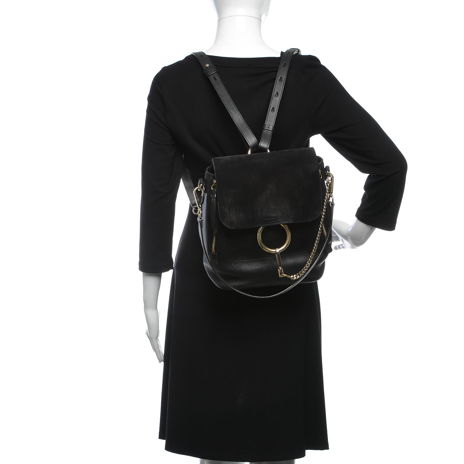 Chloe Suede Calfskin Medium Faye Backpack Black 1 of 9
