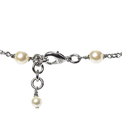 Chanel Crystal Pearl CC Long Necklace Silver 4 of 4