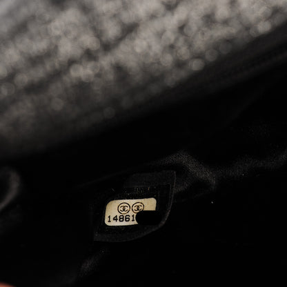 Chanel Glitter Fabric Quilted Flap Clutch With Butterfly Chain Black 7 of 8