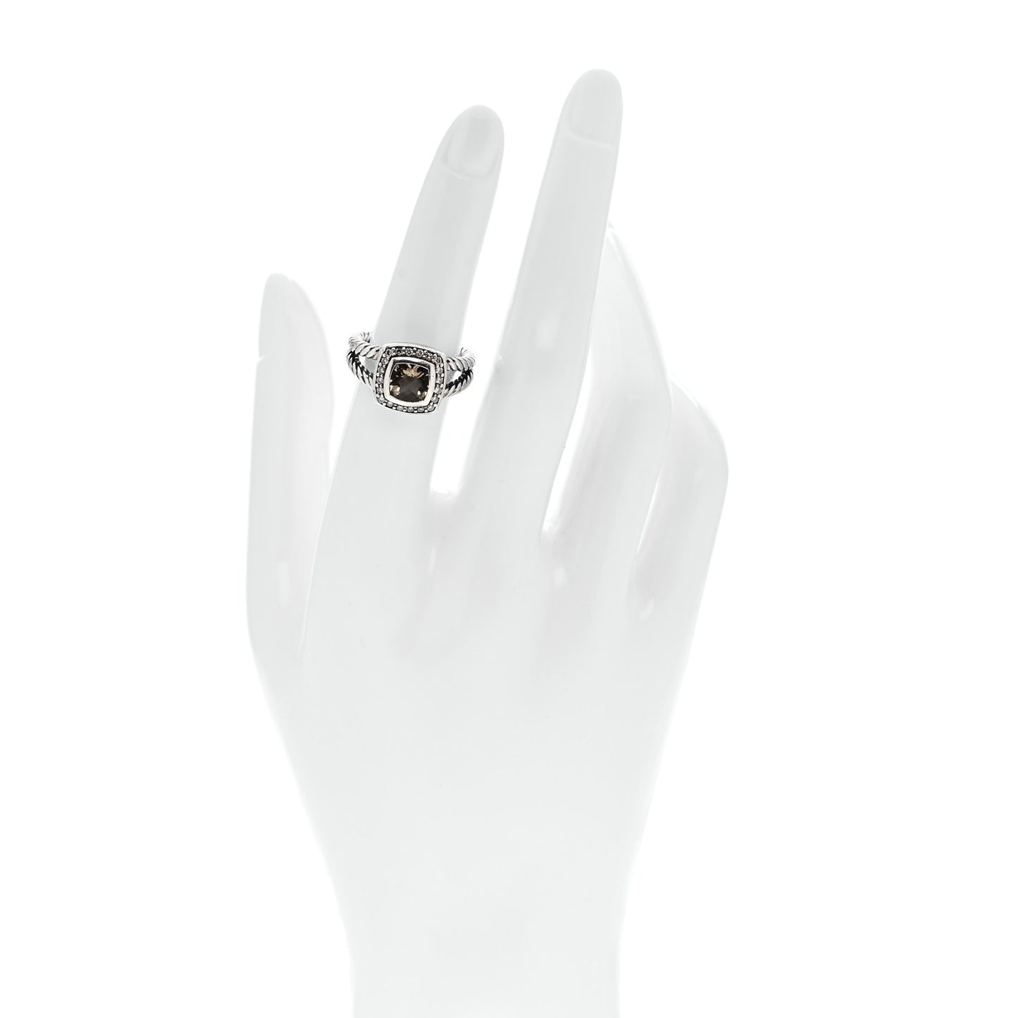 Sterling Silver Diamond Smoky Quartz 7mm Petite Albion Ring 52 6