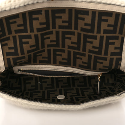 Fendi Wool Woven Fringe Baguette Camelia 4 of 9