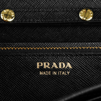 Prada Saffiano Metal Oro Chain Wallet Nero Black 5 of 7