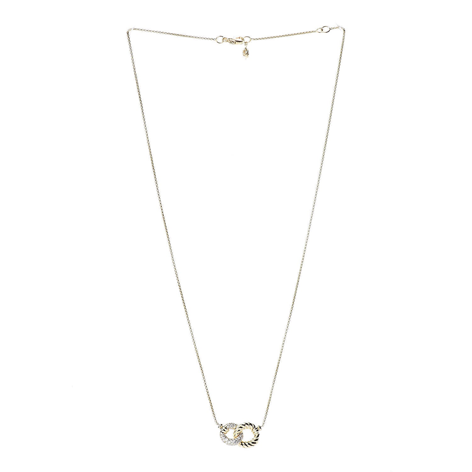 David Yurman 18K Yellow Gold Diamond Pave Extra-Small Belmont Pendant Necklace 3 of 7