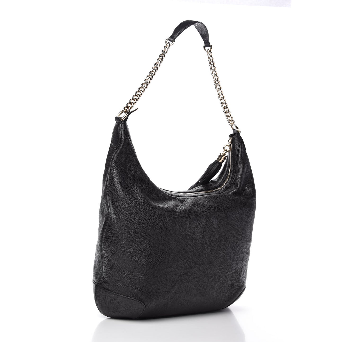 Pebbled Calfskin Medium Soho Chain Hobo Black