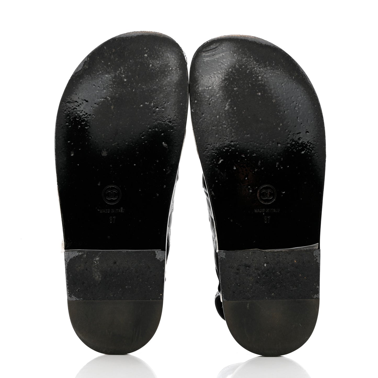 Lambskin Quilted Velcro Dad Sandals 37 So Black