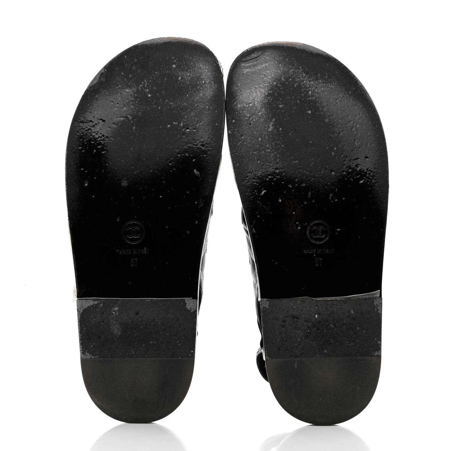 Chanel Lambskin Quilted Velcro Dad Sandals 37 So Black 5 of 9