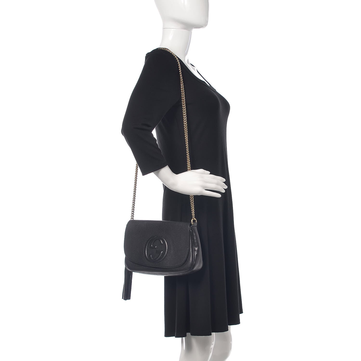 Gucci Pebbled Calfskin Medium Soho Flap Crossbody Black 2 of 10