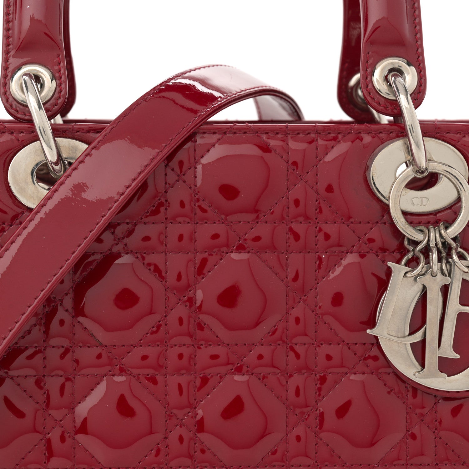 Christian Dior Patent Cannage Medium Lady Dior Red 8 of 12