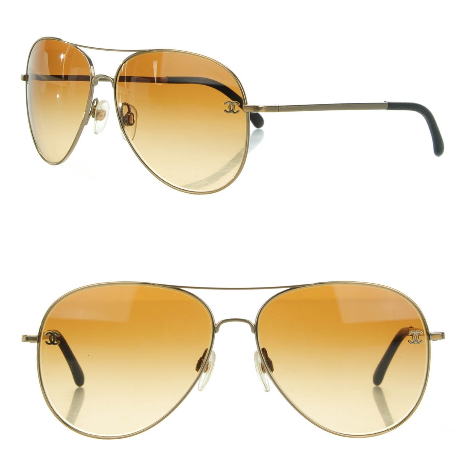 Chanel Aviator CC Sunglasses 4189-T-Q Gold 1 of 6