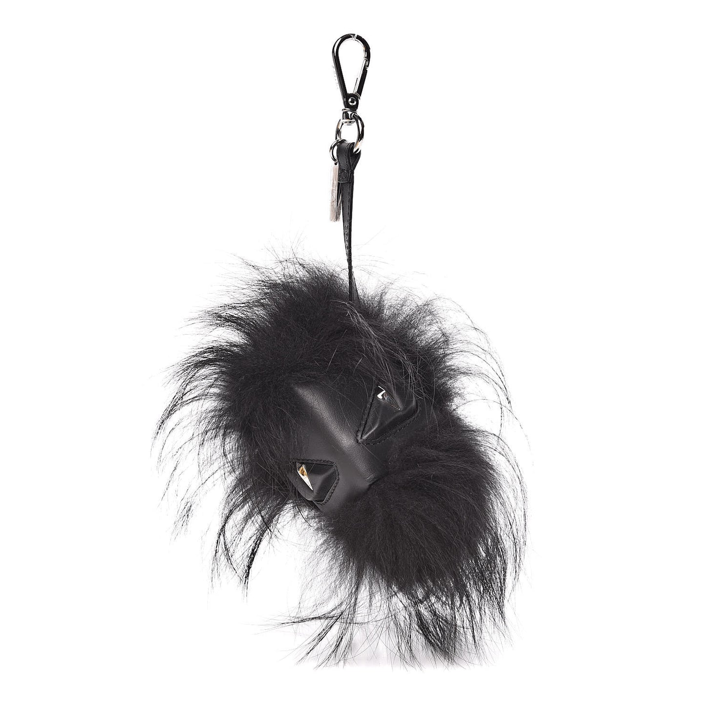 Fox Fur Calfskin Monster Bag Bug Cube Charm Black