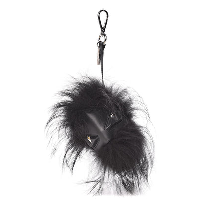 Fendi Fox Fur Calfskin Monster Bag Bug Cube Charm Black 1 of 3
