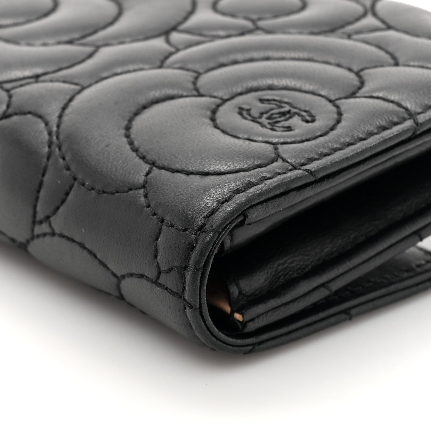 Chanel Lambskin Embossed Camellia Flap Wallet Black 12 of 12
