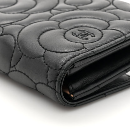 Chanel Lambskin Embossed Camellia Flap Wallet Black 12 of 12