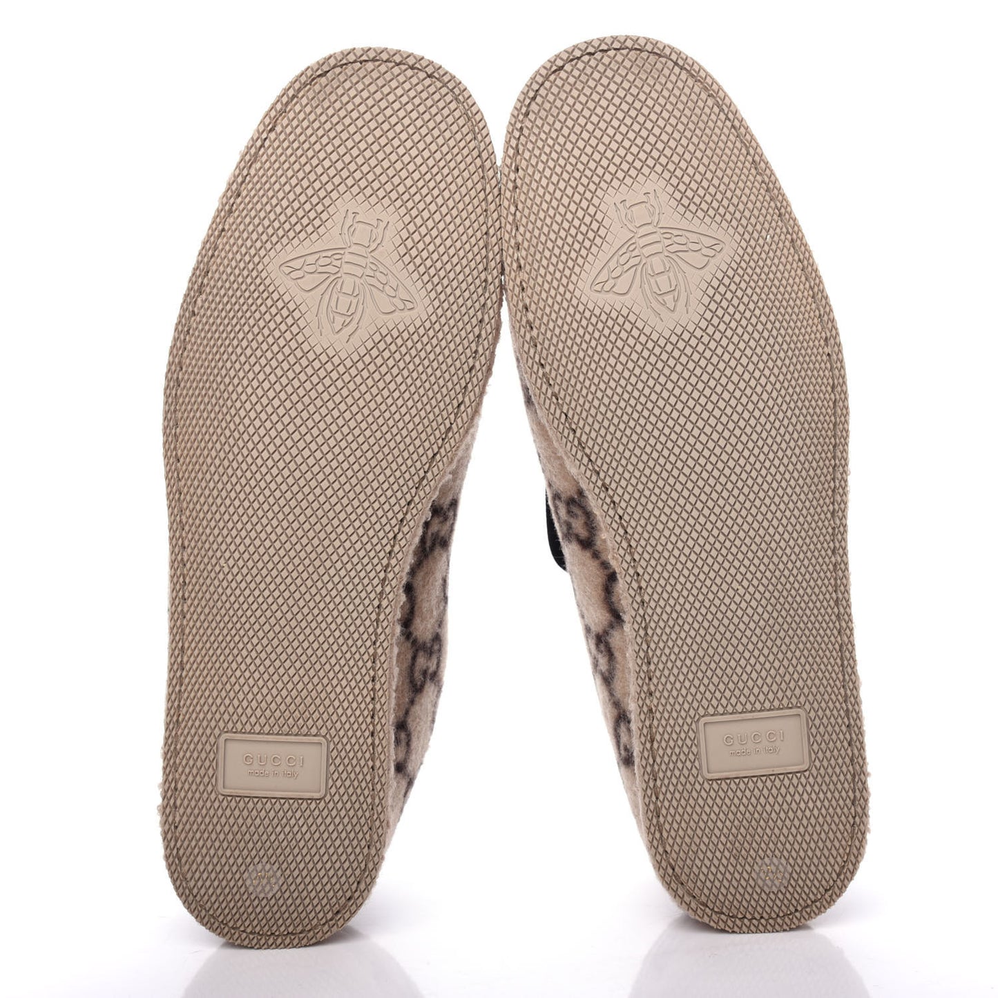Covered Wool GG Monogram Mens Fria Horsebit Loafers 10.5 Beige Ebony Black Butterscotch