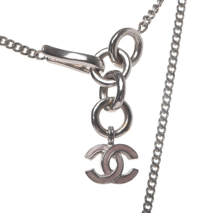 Chanel Enamel Crystal CC Camellia Pendant Necklace Silver 5 of 7