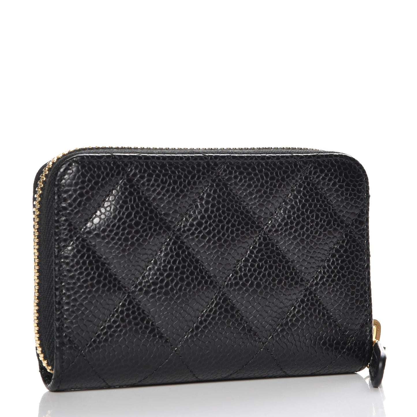 Caviar Quilted Zip Coin Purse Black