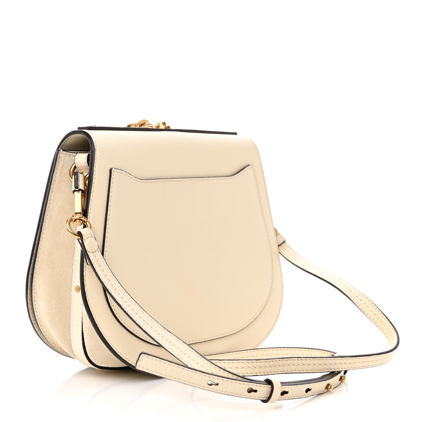 Calfskin Suede Medium Nile Bracelet Bag Off White