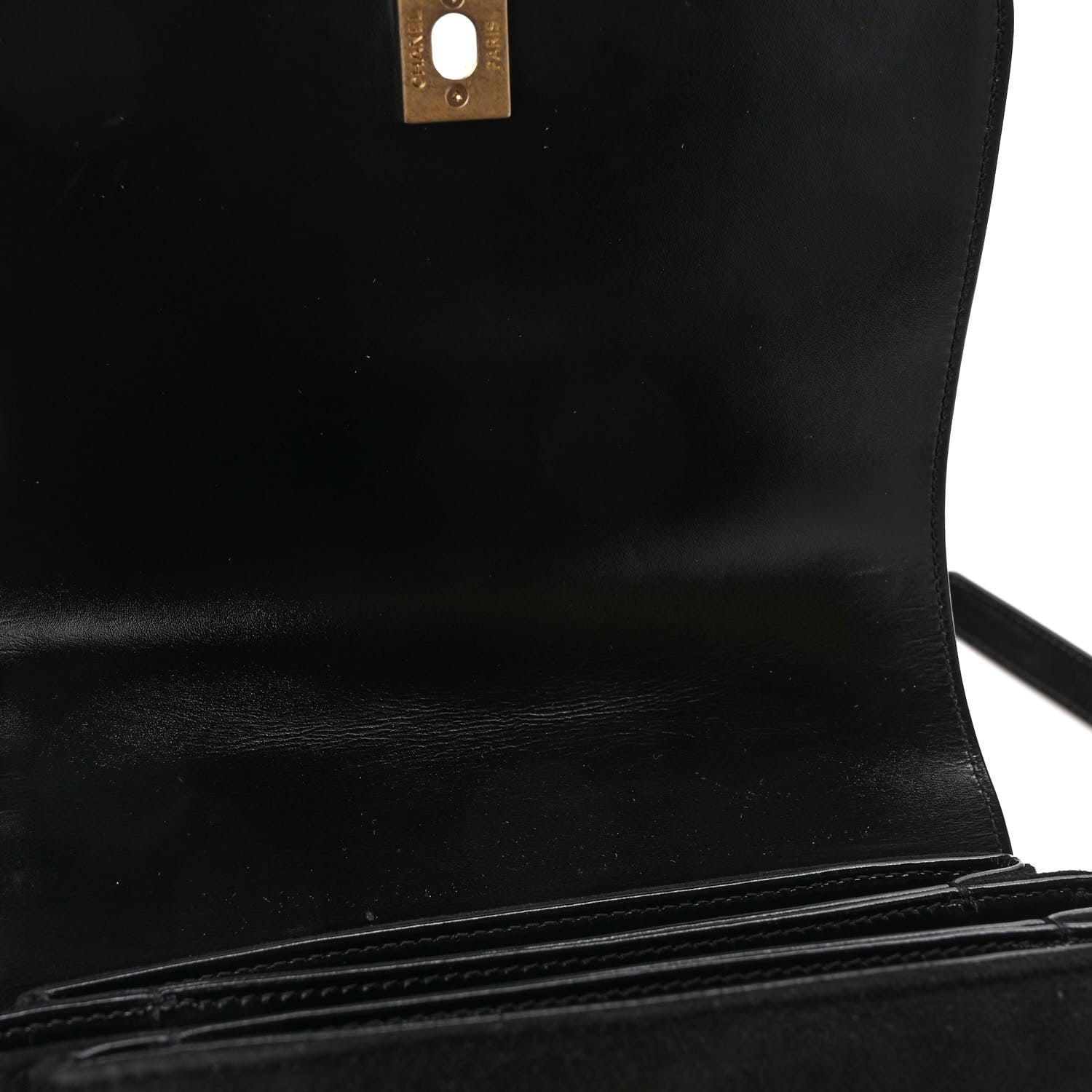 Chanel Shiny Calfskin Quilted Suede Goatskin Messenger Black 10 of 10