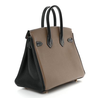 Hermes Epsom Horseshoe Birkin 25 Etoupe Black 3 of 11
