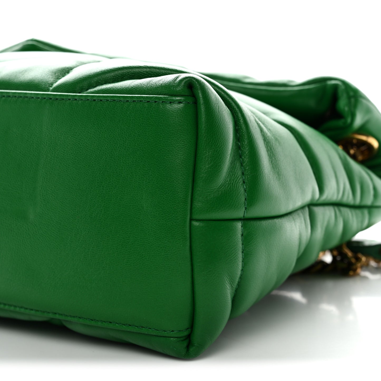Lambskin Quilted Medium Loulou Puffer Monogram Chain Satchel New Vert Praire