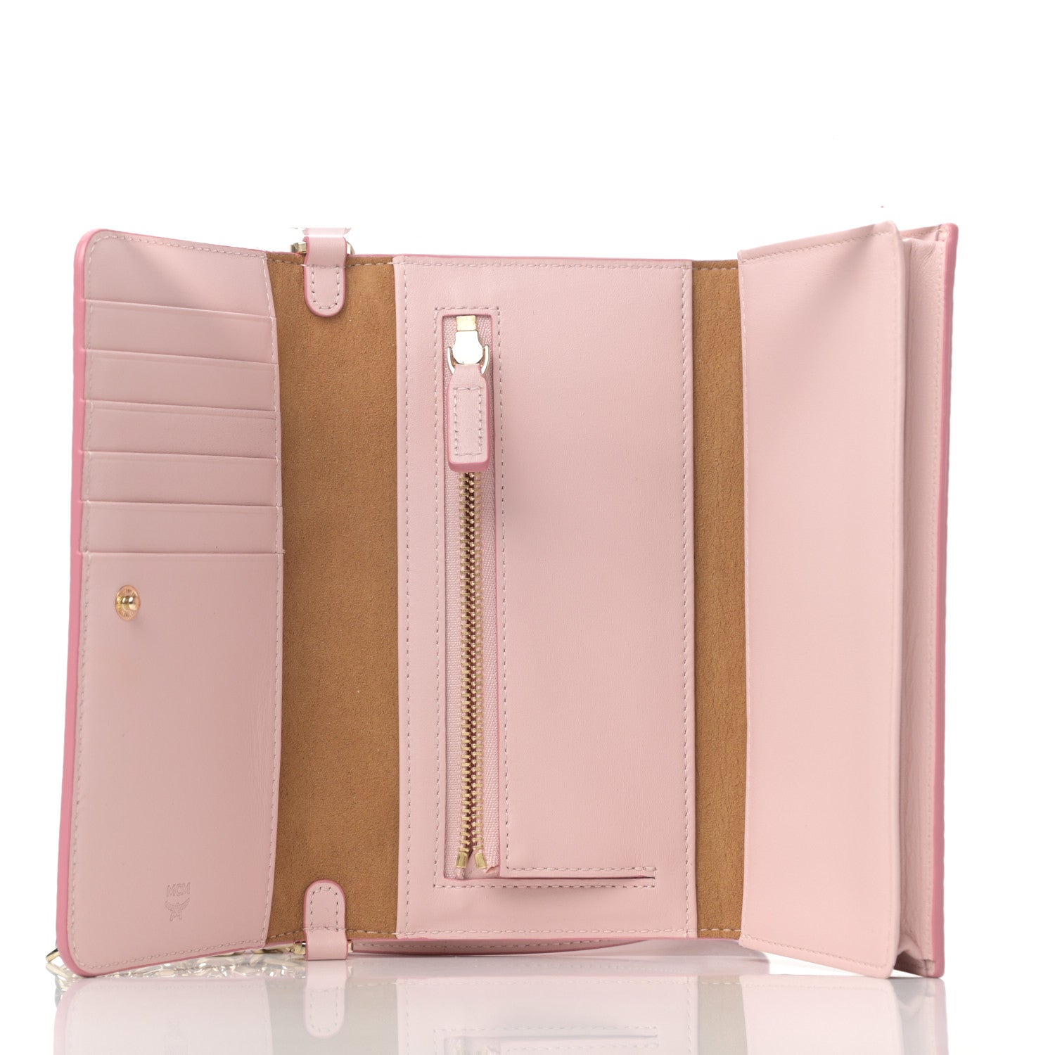 MCM Visetos Chain Wallet Crossbody Soft Pink 5 of 9