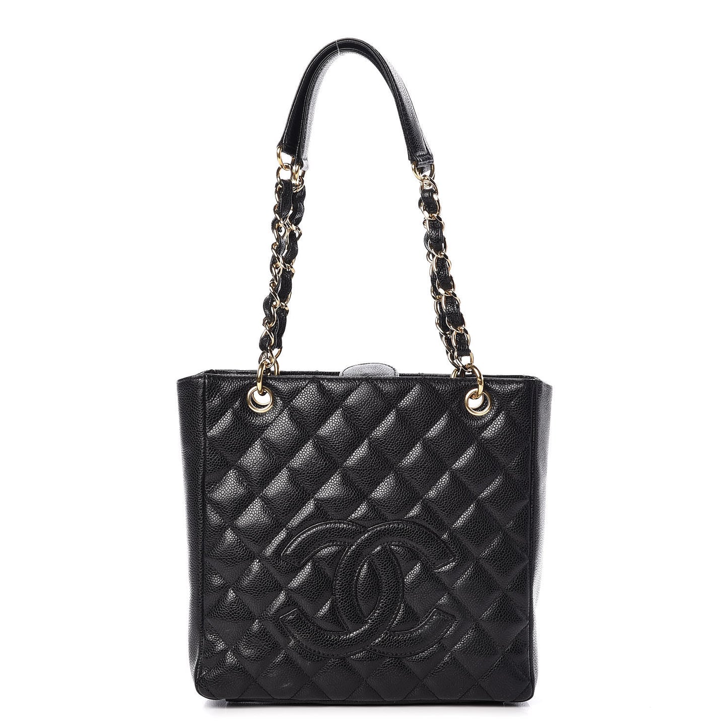 Caviar Quilted Petit Shopping Tote PST Black