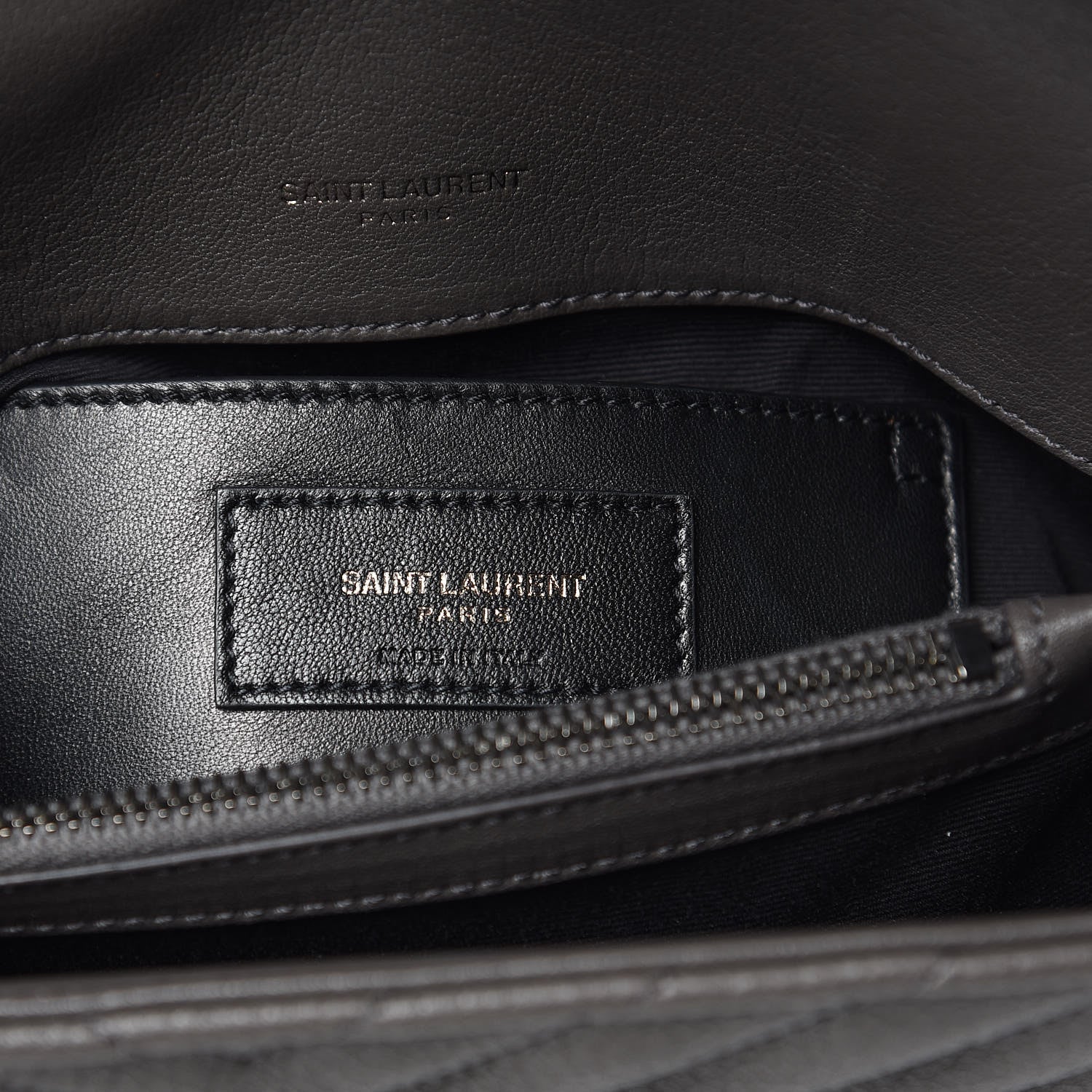 Saint Laurent Sheepskin Matelasse Chevron Monogram Medium College Bag Asphalt 7 of 10