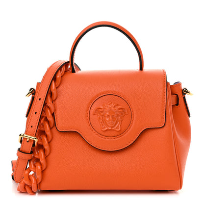 Versace Grained Calfskin Small La Medusa Bag Orange 1 of 11