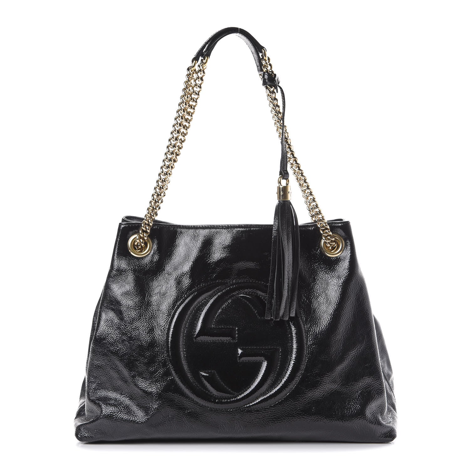 Gucci Patent Medium Soho Chain Shoulder Bag Black 1 of 9