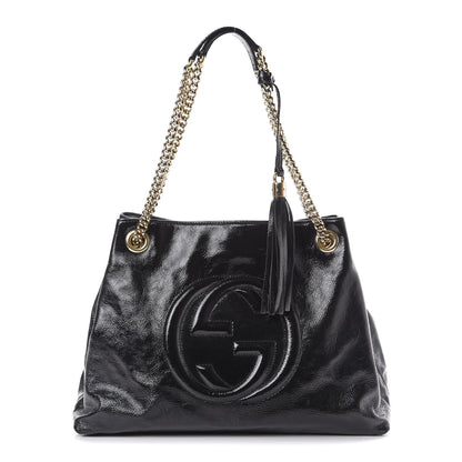 Gucci Patent Medium Soho Chain Shoulder Bag Black 1 of 9