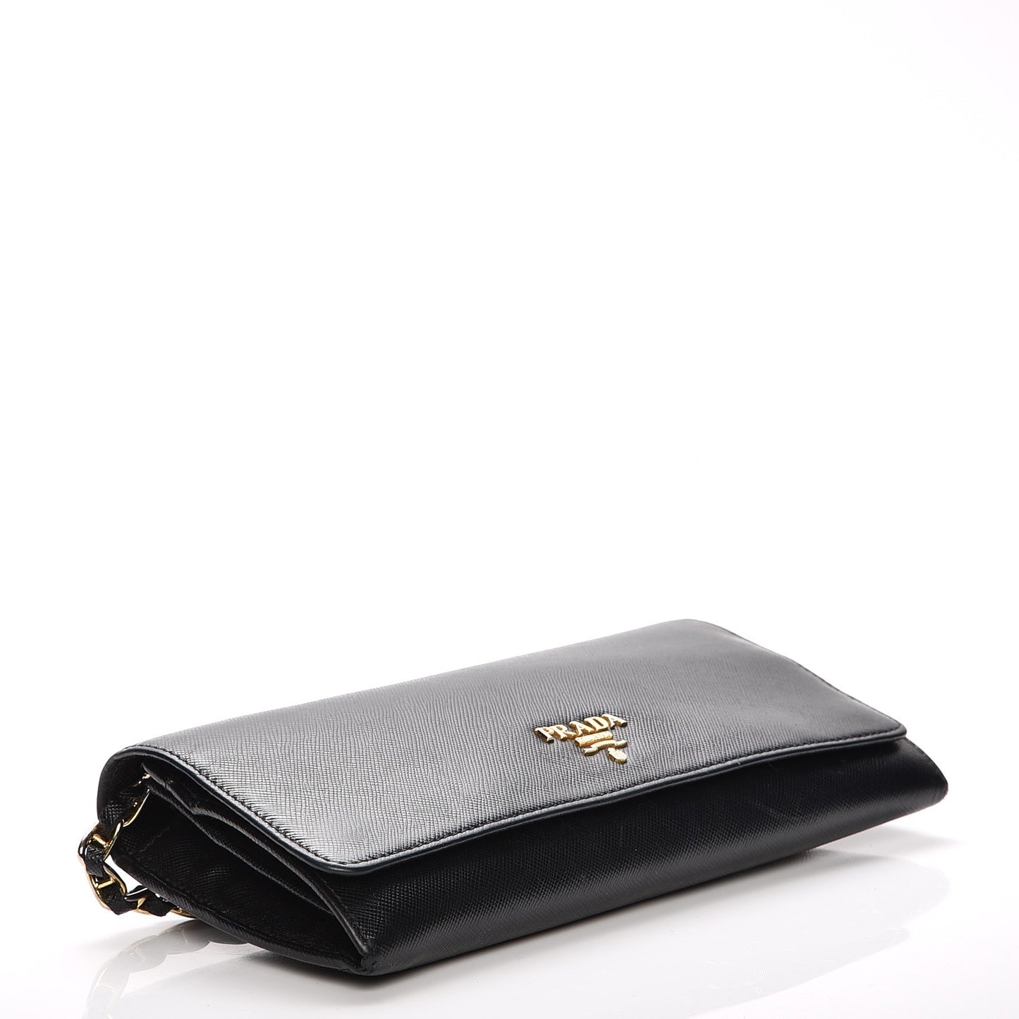 Saffiano Metal Oro Chain Wallet Nero Black