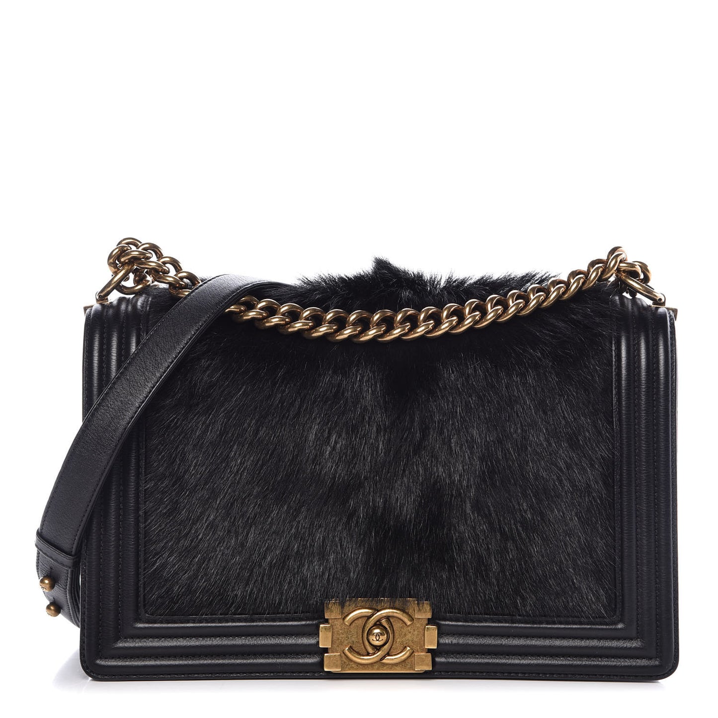 Goat Hair New Medium Boy Flap Black